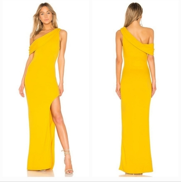 Lovers + Friends Dresses & Skirts - Lovers + Friends Marigold One Shoulder Maxi High Split Dress Size XS NWT